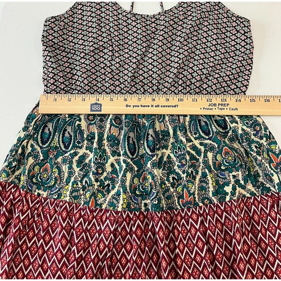 Umgee Women's Floral Boho Tiered Dress Green Red Blue Size S - Picture 7 of 10